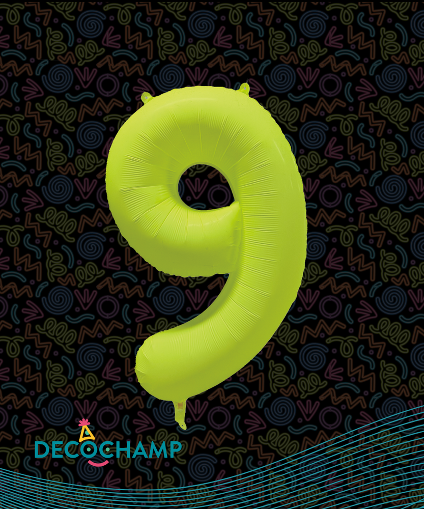 DecoNumber Neon Yellow "9" - size 34" (Single Pack)