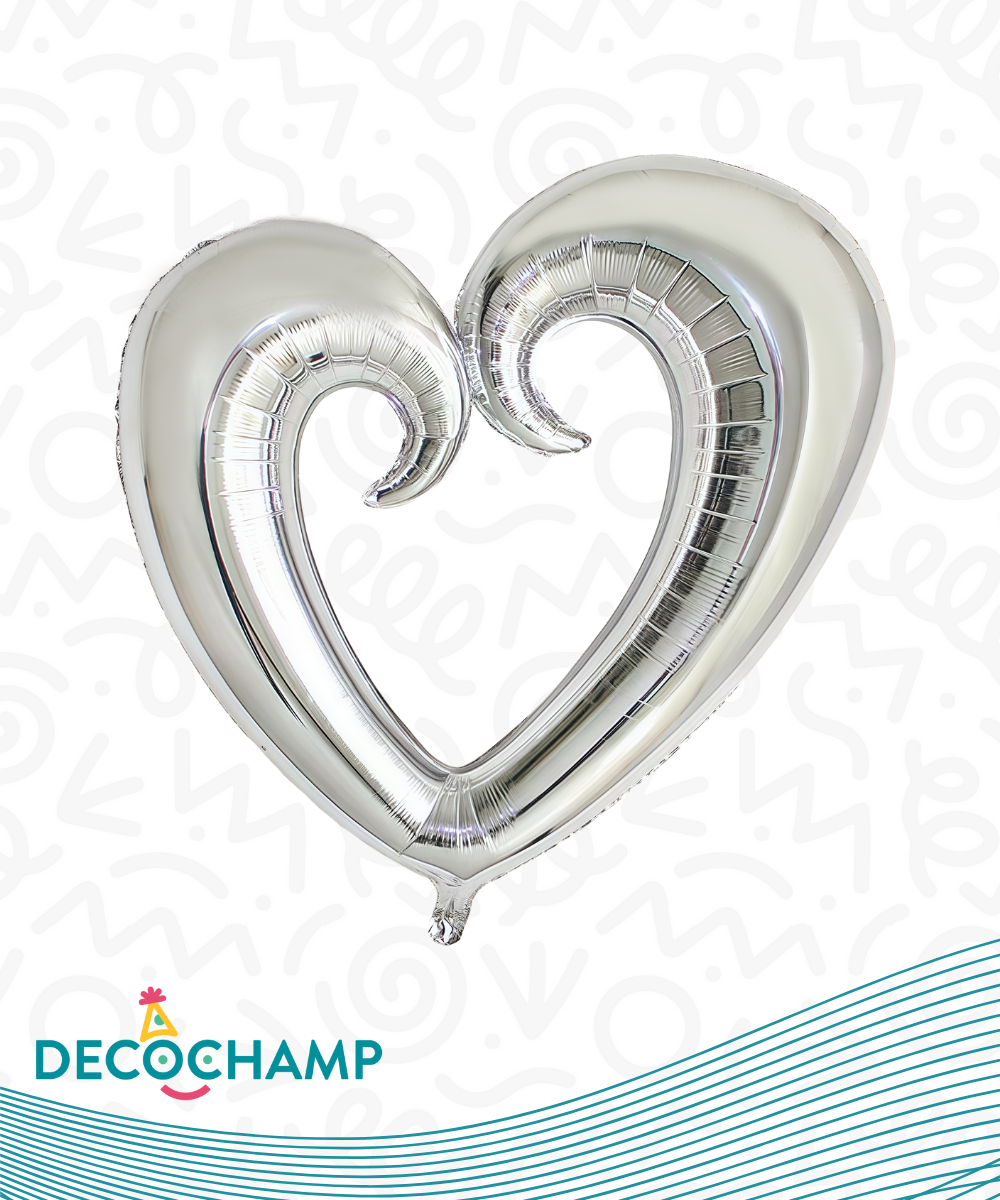 Deco Hollow Heart - Silver 65in (Single Pack)