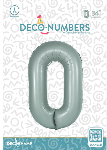 Number 0 Eucalyptus Foil Balloon 34