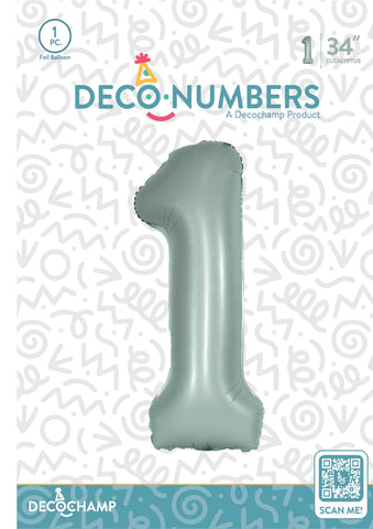 Number 1 Eucalyptus Foil Balloon 34