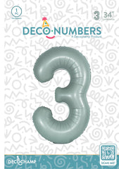 Number 3 Eucalyptus Foil Balloon 34