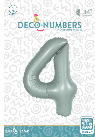 Number 4 Eucalyptus Foil Balloon 34