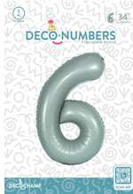Number 6 Eucalyptus Foil Balloon 34" (Single Pack) DECONUMBER