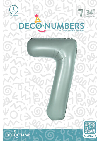 Number 7 Eucalyptus Foil Balloon 34