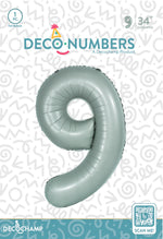 Number 9 Eucalyptus Foil Balloon 34" (Single Pack) DECONUMBER
