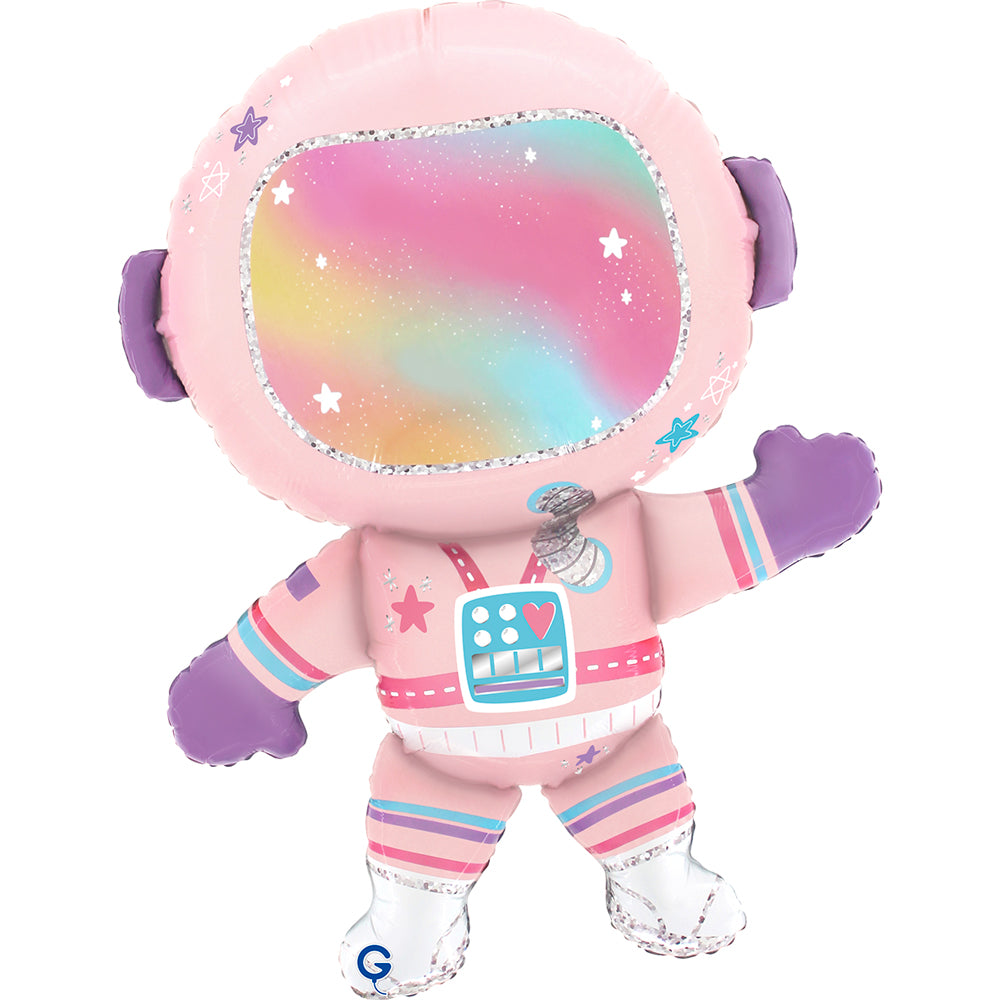 28" Pink Lady Astronaut Foil Balloon