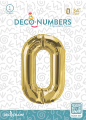 Number 0 Gold Foil Balloon 34