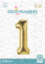 Number 1 Gold Foil Balloon 34" (Single Pack) DECONUMBER