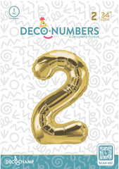 Number 2 Gold Foil Balloon 34