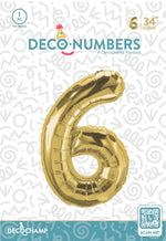 Number 6 Gold Foil Balloon 34" (Single Pack) DECONUMBER