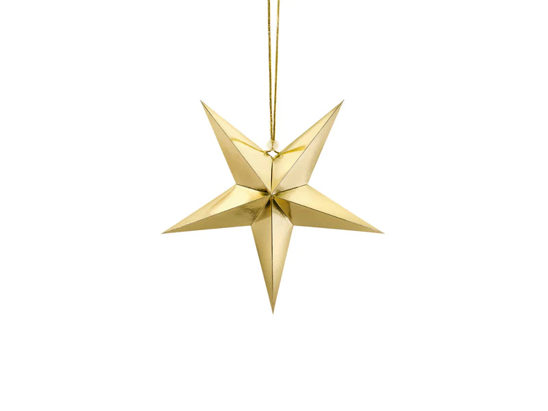 Gold Paper Star Decoration 12 in. PartyDeco USA