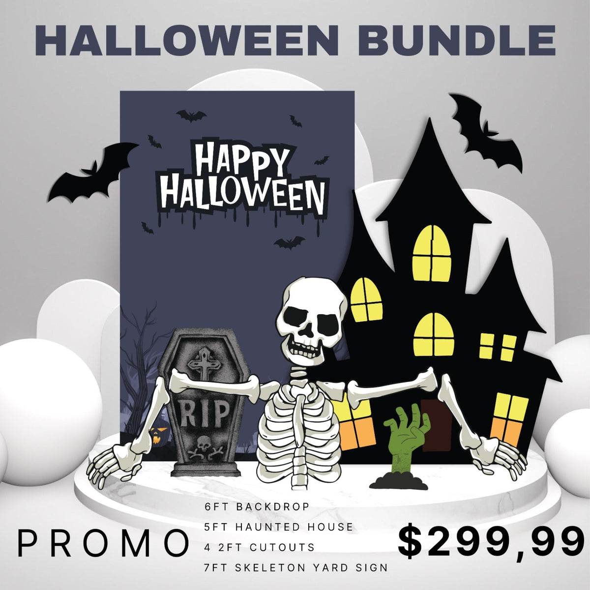 Halloween Grey with Backdrop with Skeleton