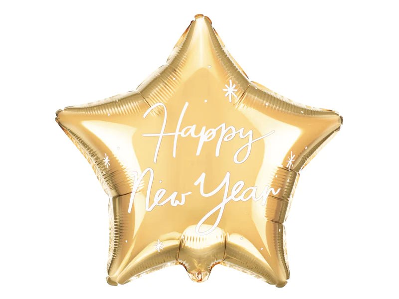 Happy New Year Gold Star Foil Balloon 20 in