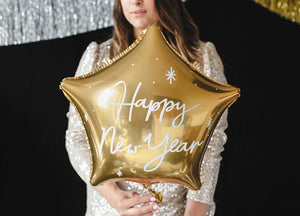 Happy New Year Gold Star Foil Balloon 20 in