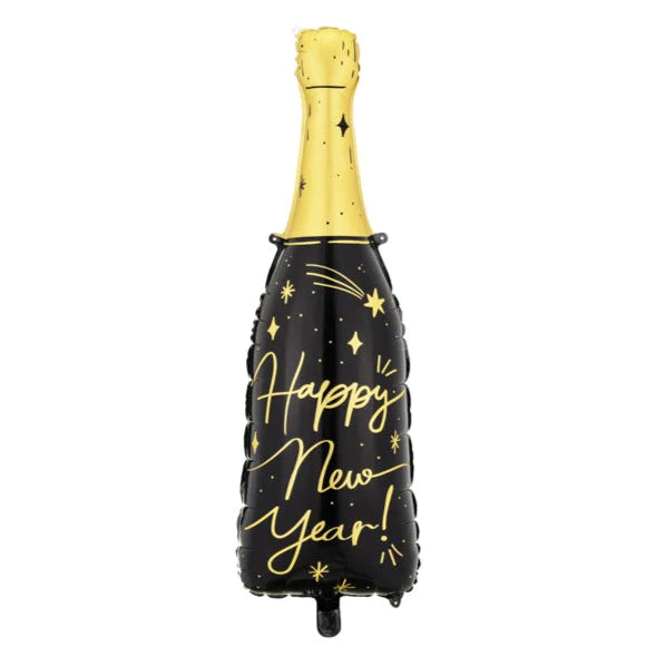 Happy New Year Black Bottle Foil Balloon 39 in