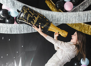 Happy New Year Black Bottle Foil Balloon 39 in