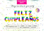 Rainbow Color Feliz Cumpleaños Foil Balloons Mylar Kits 16”