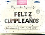Black Feliz Cumpleaños Foil Balloons Mylar Kits 16”