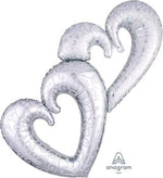 Joined Hearts Foil Balloons - 53" in. Silver