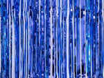 Blue Foil Fringe Curtain 36x96 inch