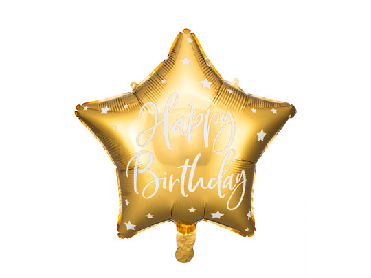 HAPPY BIRTHDAY STAR GOLD PARTY DECO 15.5"