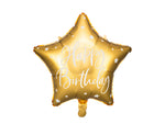 HAPPY BIRTHDAY STAR GOLD PARTY DECO 15.5"
