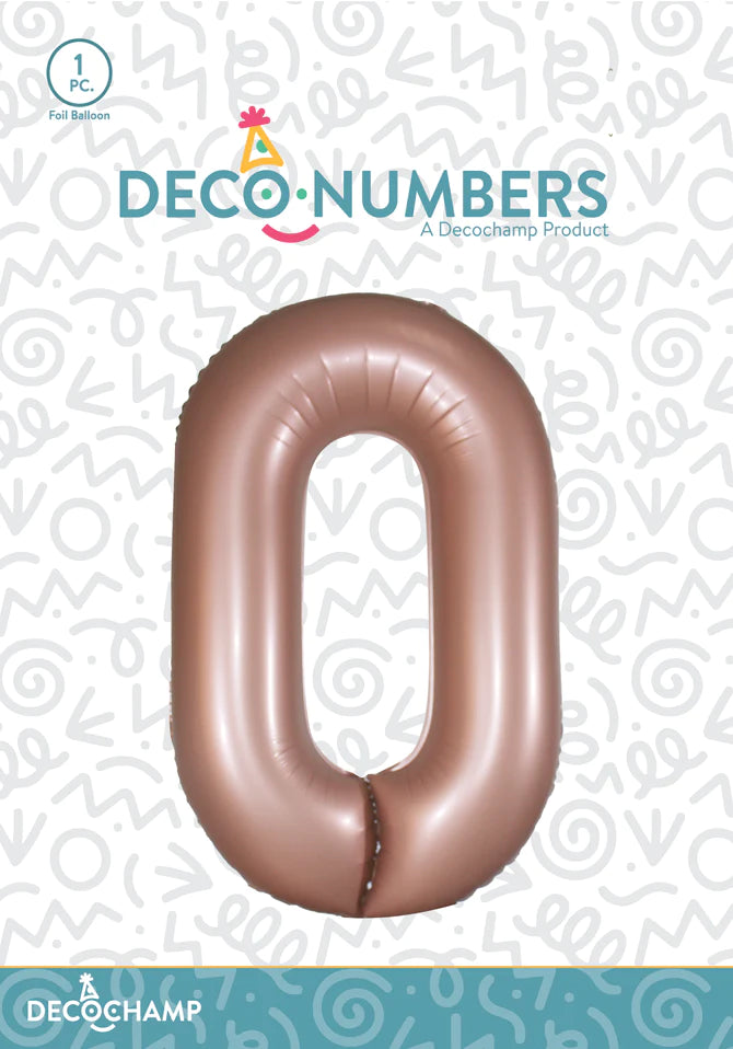 Number 0 Dusty Rose Foil Balloon 34" (Single Pack) DECONUMBER