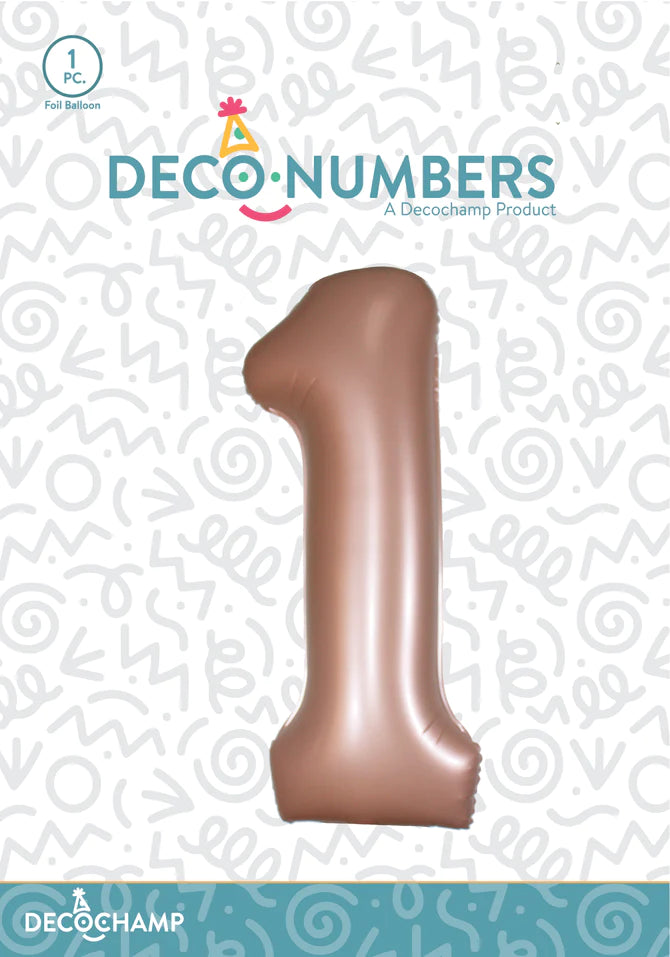 Number 1 Dusty Rose Foil Balloon 34" (Single Pack) DECONUMBER