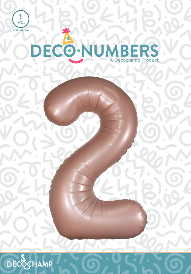 Number 2 Dusty Rose Foil Balloon 34" (Single Pack) DECONUMBER