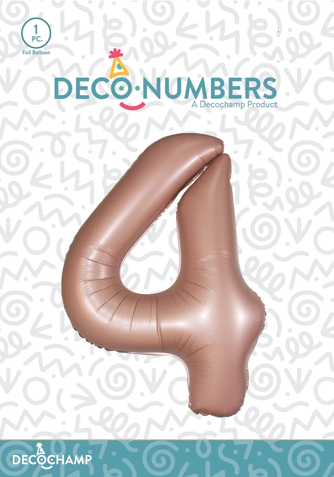 Number 4 Dusty Rose Foil Balloon 34" (Single Pack) DECONUMBER