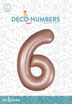 Number 6 Dusty Rose Foil Balloon 34" (Single Pack) DECONUMBER