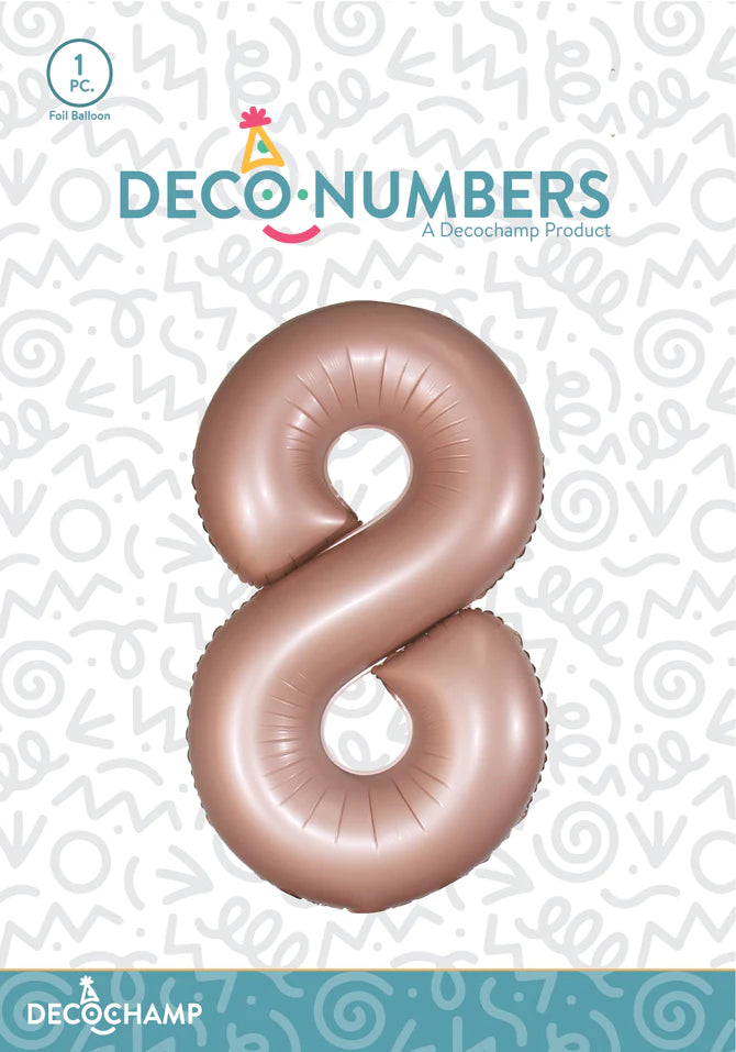 Number 8 Dusty Rose Foil Balloon 34" (Single Pack) DECONUMBER