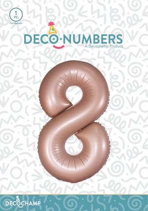 Number 8 Dusty Rose Foil Balloon 34" (Single Pack) DECONUMBER