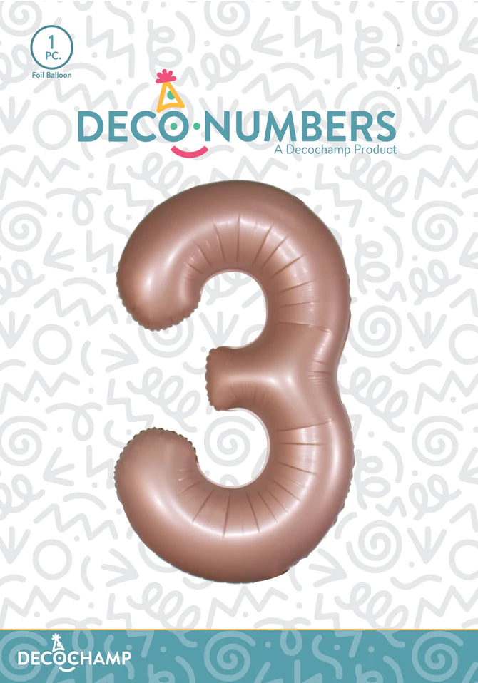 Number 3 Dusty Rose Foil Balloon 34" (Single Pack) DECONUMBER