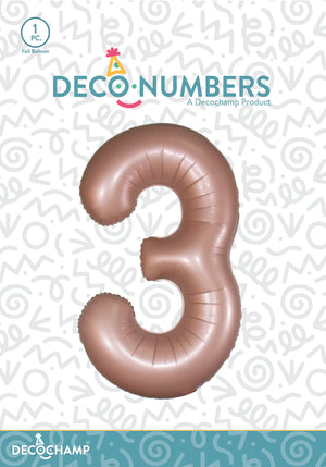 Number 3 Dusty Rose Foil Balloon 34" (Single Pack) DECONUMBER