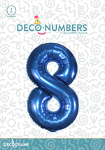 Number 8 Navy Blue Foil Balloon 34" (Single Pack) DECONUMBER