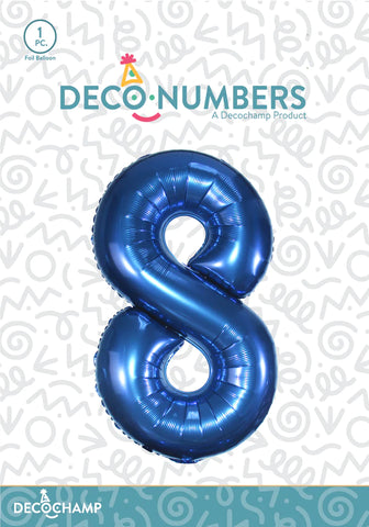 Number 8 Navy Blue Foil Balloon 34