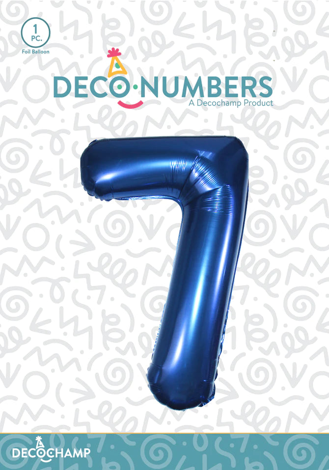 Number 7 Navy Blue Foil Balloon 34" (Single Pack) DECONUMBER