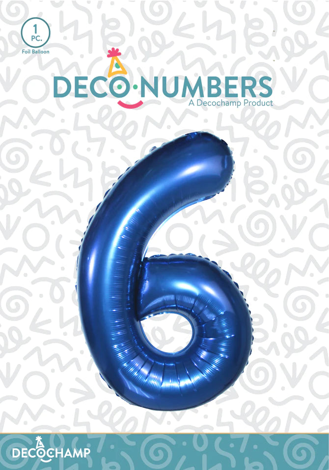 Number 6 Navy Blue Foil Balloon 34" (Single Pack) DECONUMBER