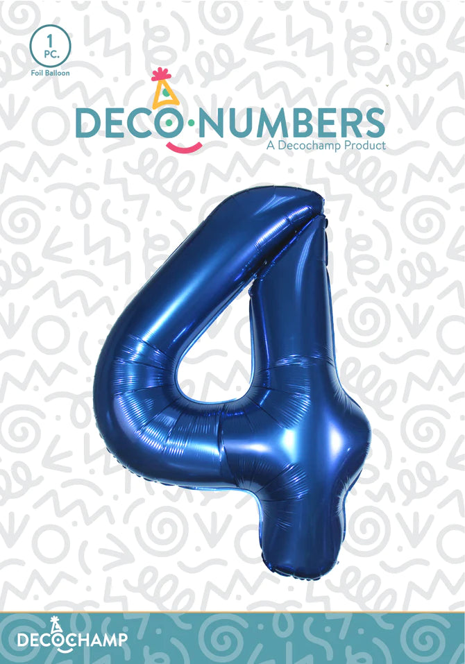 Number 4 Navy Blue Foil Balloon 34" (Single Pack) DECONUMBER