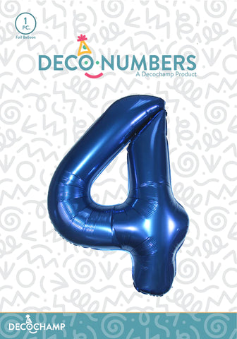 Number 4 Navy Blue Foil Balloon 34