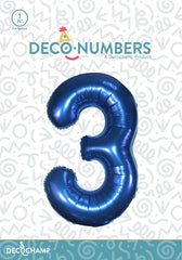 Number 3 Navy Blue Foil Balloon 34
