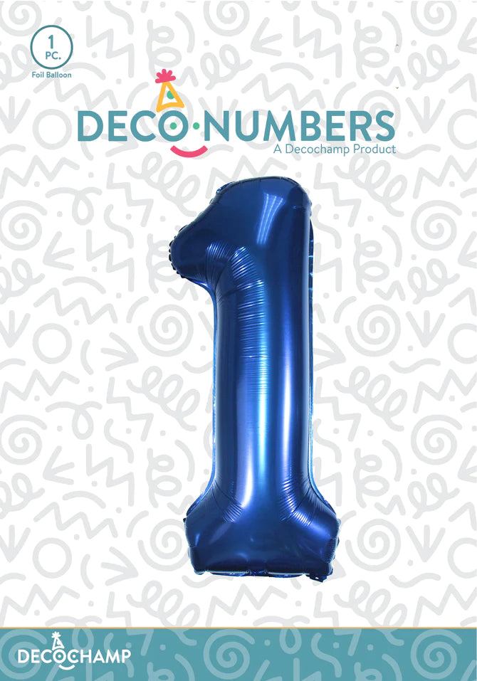 Number 1 Navy Blue Foil Balloon 34" (Single Pack) DECONUMBER