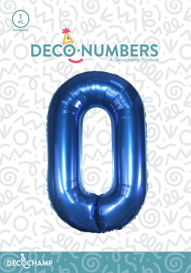 Number 0 Navy Blue Foil Balloon 34" (Single Pack) DECONUMBER