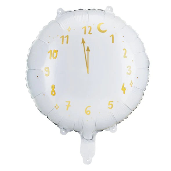 White Clock Foil Balloon 18 in