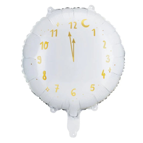 White Clock Foil Balloon 18 in