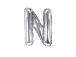 Silver Foil Letter N - 14 in. - PartyDeco USA