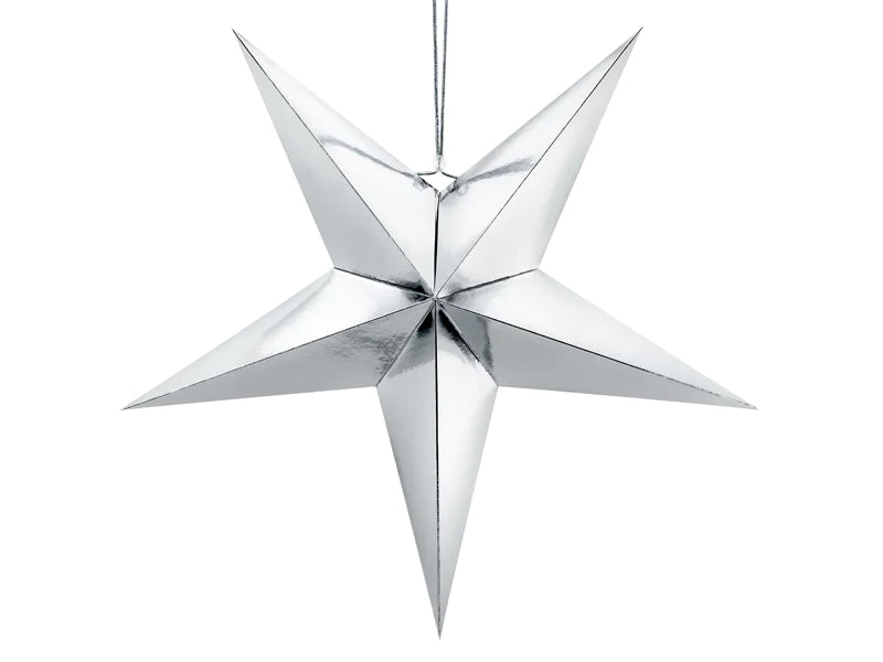 Silver Paper Star Decoration 28 in. PartyDeco USA