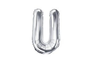 Silver Foil Letter U - 14 in. - PartyDeco USA