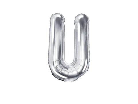 Silver Foil Letter U - 14 in. - PartyDeco USA